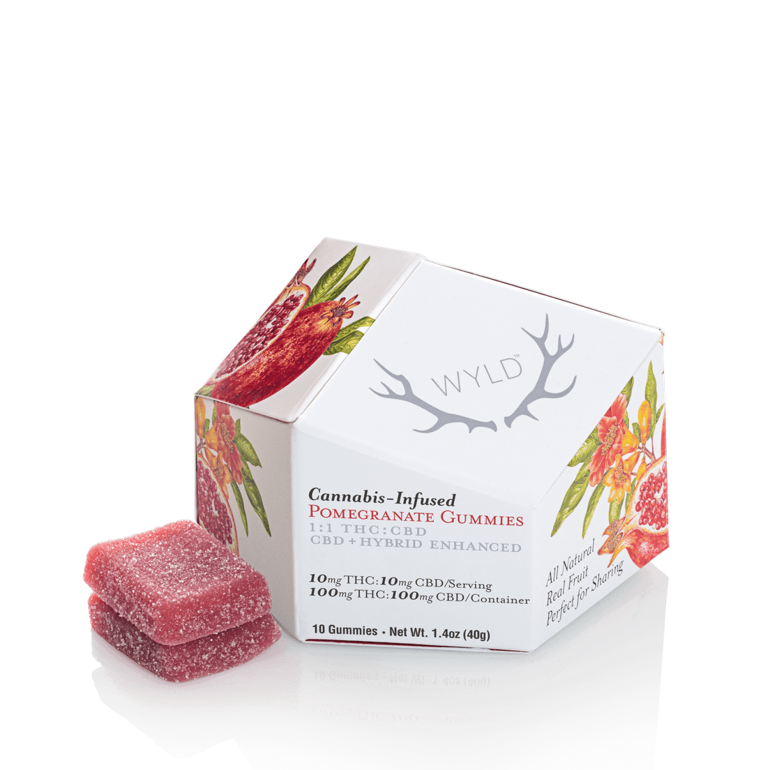 Wyld Pomegranate Gummies 100mg 1:1 THC:CBD